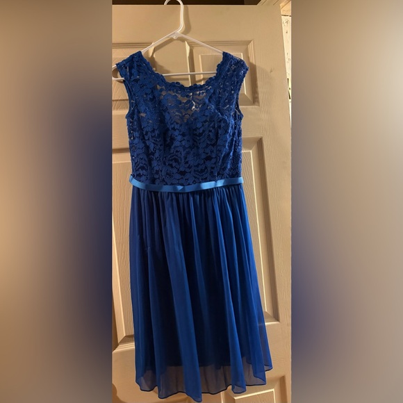 David's Bridal Elegant Blue Gown - Picture 6 of 6